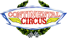 Continental Circus original logo artwork is based upon a car badge, laurel wreath and chequered flags. 