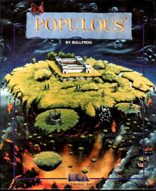 The finished Populous box showing applied logos and finished artwork.