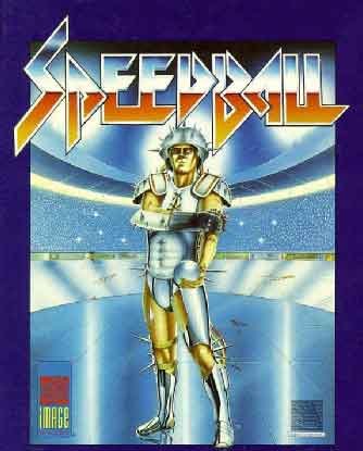 The Speedball box cover featuring the illustration and logos for the title, publisher and developer.